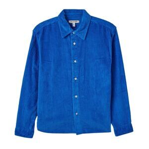 Urban Outfitters UO Kenny Cord Overshirt Cobalt Blue Corduroy Snap Shacket Small